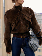 Chic Casual Biker-Style Corduroy Jacket